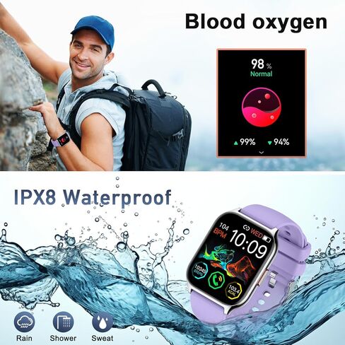 ساعة ذكية للرجال والنساء للياقة البدنية: (إجراء/الرد على المكالمة) ساعة ذكية بلوتوث لهواتف أندرويد وآيفون خارجية مقاومة للماء رقمية رياضية للجري ومتتبع صحي ومراقبة معدل ضربات القلب وعداد الخطوات in Kuwait