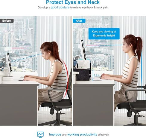 حامل شاشة كمبيوتر مكتبي من COOGOU مع مساحة تخزين، منظم حامل شاشة سطح مكتب صغير، حامل شاشة رف كمبيوتر أسود، حامل شاشة كمبيوتر زاوية بطبقتين مع حامل رف الكتب in Kuwait