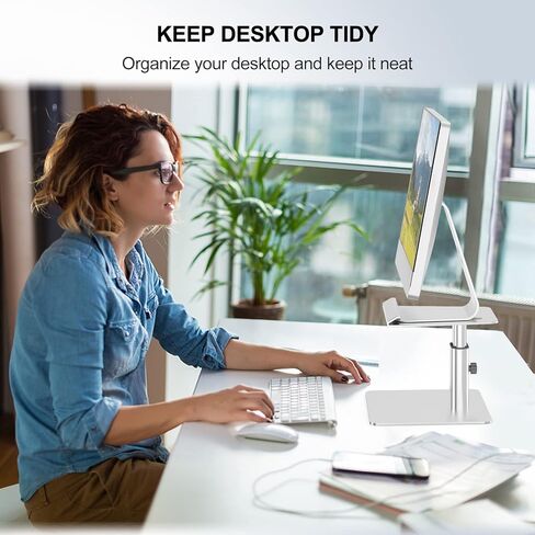 BoYata Monitor Stand, Adjustable Height Aluminum Alloy Monitor Riser Computer Holder Compatible for iMac, iMac Pro and Other Screen Display in Kuwait