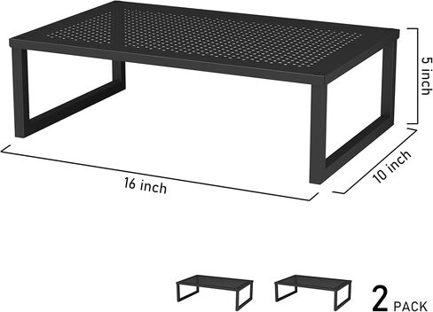 CAXXA 2 Pack Monitor Stand Riser, Laptop Stand Riser, Multi-Purpose Desktop Storage Organizer Shelf, Black in Kuwait