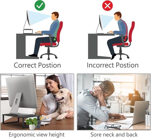 CAXXA 2 Pack Monitor Stand Riser, Laptop Stand Riser, Multi-Purpose Desktop Storage Organizer Shelf, Black in Kuwait