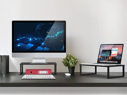 CAXXA 2 Pack Monitor Stand Riser, Laptop Stand Riser, Multi-Purpose Desktop Storage Organizer Shelf, Black in Kuwait