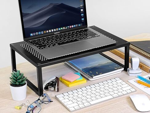CAXXA 2 Pack Monitor Stand Riser, Laptop Stand Riser, Multi-Purpose Desktop Storage Organizer Shelf, Black in Kuwait