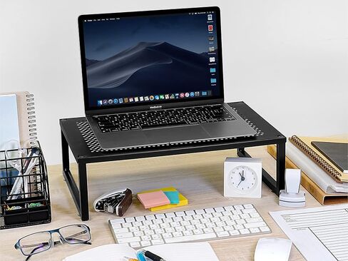 CAXXA 2 Pack Monitor Stand Riser, Laptop Stand Riser, Multi-Purpose Desktop Storage Organizer Shelf, Black in Kuwait