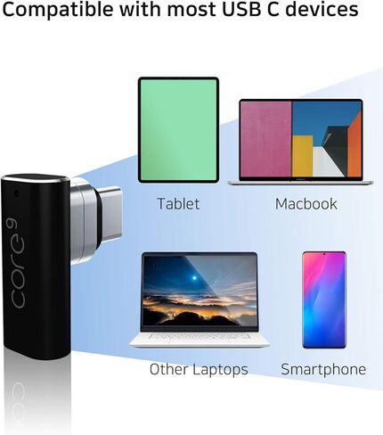 ريد بين محول USB C مغناطيسي بـ9 دبابيس من خليط معدني من الالومنيوم لنقل البيانات بسرعة 100 واط متوافق مع ماك بوك برو/اير ولابتوب/تابلت بمنفذ USB-C والمزيد من اجهزة USB نوع C in Kuwait