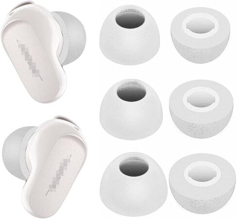 JNSA Memory Foam Ear Tips Noise Canceling Foam Ear Tip Compatible with Bose QuietComfort Earbuds II Headphones,No Silicone Eartips Pain, Fit in Charging Case, 3 Pairs (S/M/L, Black) 214qc2b3 in Kuwait