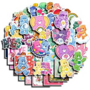 50 Pcs Care Cute Bears Stickers for Kids Teens Adults, Cute Cartoon Vinyl Stickers for Laptop, Skateboards, Water Bottles, Cars, Luggage Stickers (Bear 3)