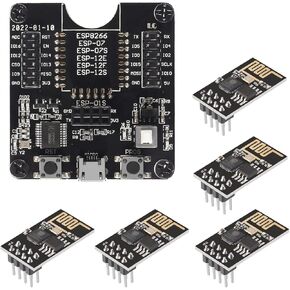 DORHEA ESP8266 Code Burner Firmware Downloader Flash Download Tool Test Board + 5PCS ESP-12F ESP12F WiFi Module Compatible with Wireless Transmission Serial Transceiver Receiver