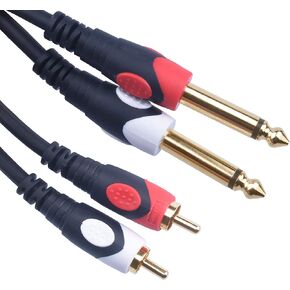 Devinal 1/4 to RCA Cable, Dual RCA to Dual 1/4 TS Interconnect Cable, Double 6.35mm Mono to 2 RCA/Phono Stereo Patch Cable Cord Adapter 25 Foot (7.5 Meters)