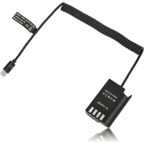 Dummy Battery USB C Cable, DMW DCC17 DC Coupler Upgraded Decoding Type C Spring Power Cable, PD Fast Charging AC Power Adapter Kit for Lumix S5 DCS5 DCS5K GH5M2 GH6 Cameras in Kuwait