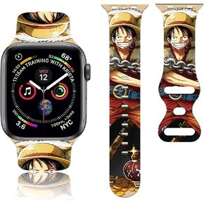 Anime Watch Band Compatible with Watch Bands 38mm 40mm 41mm 42mm 44mm 45mm 49mm,Cute Cartoon Soft Silicone Replacement Sport Strap Designed for Watch Series 9 8 7 6 5 4 3 2 1 SE,Gift for Boys Girls in Kuwait