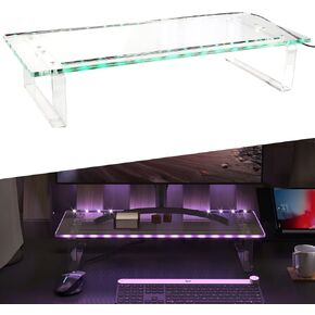 KUAIYU Clear Acrylic Monitor Stand or Holder Clear Laptop White Premium Computer White Monitor Stand Transparency Acrylic Laptop Riser, Riser for Desk,Multi-Colors LED Lights Acrylic Monitor Stand. in Kuwait