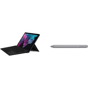 Microsoft Surface Pro 6 (Intel Core i5، ذاكرة وصول عشوائي 8 جيجابايت، 256 جيجابايت) - أحدث إصدار وغطاء Microsoft Surface Pro Type - أسود وقلم Surface Platinum Model 1776 (EYU-00009) (متجدد) in Kuwait