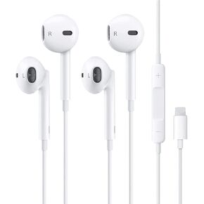 قطعتان من سماعات الأذن السلكية المضيئة وميكروفون مدمج متوافق مع هواتف Apple iPhone 14/13/12/11 Pro Max Mini Xs/XR/X/7/8 Plus in Kuwait