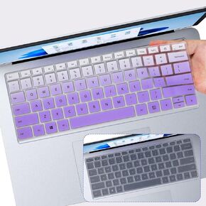 2PCS Keyboard Cover for Microsoft Surface Laptop 5 13.5" & 15", Surface Laptop 4 13.5" & 15", Surface Laptop 3 13.5" & 15", US Layout-Gradual Purple+Clear in Kuwait