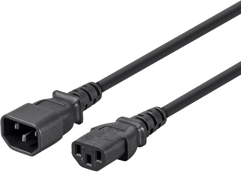 سلك تمديد مونوبرايس 3 شقوق - IEC 60320 C14 إلى IEC 60320 C13، 13 أمبير، 1625 واط، 16AWG، 15 قدم، أسود in Saudi Arabia