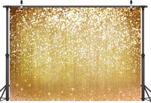 LYWYGG 10x10FT Vinyl Photography Backdrop Golden Particles Speckle Background Dreamy Fantasy Dreamlike Theme Metal Festive Holiday Party Decorative Photography Backdrop CP-10-1010 in Kuwait