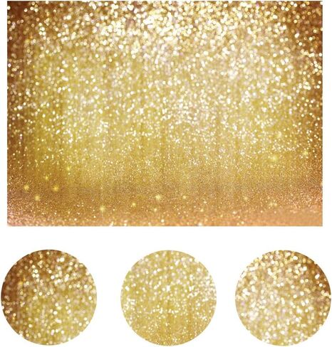 LYWYGG 10x10FT Vinyl Photography Backdrop Golden Particles Speckle Background Dreamy Fantasy Dreamlike Theme Metal Festive Holiday Party Decorative Photography Backdrop CP-10-1010 in Kuwait