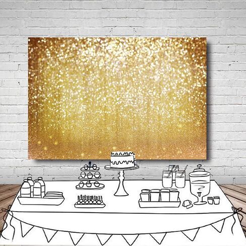 LYWYGG 10x10FT Vinyl Photography Backdrop Golden Particles Speckle Background Dreamy Fantasy Dreamlike Theme Metal Festive Holiday Party Decorative Photography Backdrop CP-10-1010 in Kuwait