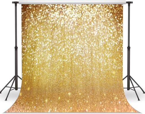 LYWYGG 10x10FT Vinyl Photography Backdrop Golden Particles Speckle Background Dreamy Fantasy Dreamlike Theme Metal Festive Holiday Party Decorative Photography Backdrop CP-10-1010 in Kuwait