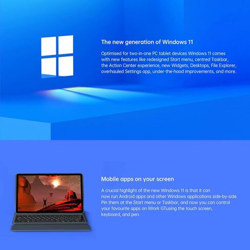 تابلت ويندوز 11، لابتوب ال دو كيوب iWORK GT بشاشة لمس 11 انش، انتل كور i3-1115G4، 8GB LPDDR4x، 256GB PCIE SSD، FHD IPS 2000×1200، واي فاي 6، بلوتوث 5.1، HDMI (لا يشمل الكيبورد) in Kuwait