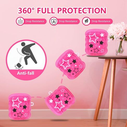 Mainrenka Cute Kawaii AirPod 2nd 1st Generation Case Pink Stars Aesthetic Design Compatible with Airpod Gen 2 & 1 Case for Girls and Women in Kuwait