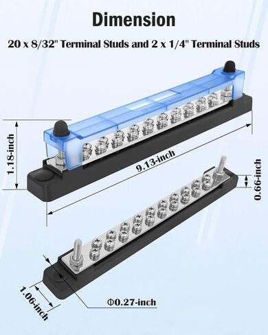 20 Power/Ground Distribution Block Automotive Bus Bar 12V Marine 2PK in Kuwait