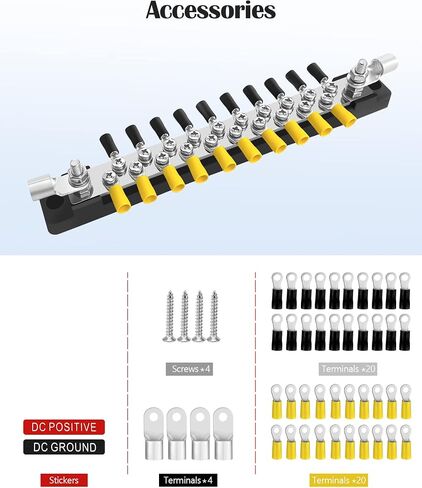 20 Power/Ground Distribution Block Automotive Bus Bar 12V Marine 2PK in Kuwait