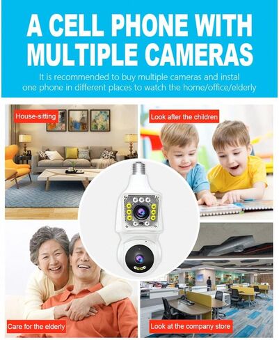 كاميرا مراقبة بمصباح كهربائي بعدسة مزدوجة 1080 بكسل، كاميرات مراقبة واي فاي 360 درجة PTZ 2.4G لاسلكية في الهواء الطلق في الأماكن المغلقة لأمن المنزل، رؤية ليلية ملونة، محادثة ثنائية الاتجاه، تتبع تلقائي، مقبس E27، تخزين سحابي وبطاقة SD in Kuwait