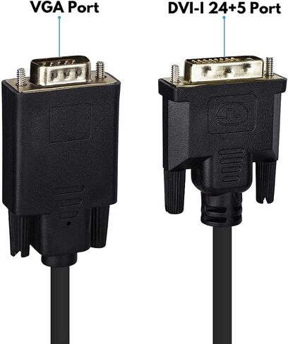 Wonlyus DVI to VGA Cable, DVI-D 24+1 to VGA 6 Feet Cable Male to Male Gold-Plated Cord for Computer, PC Host, Laptop, Graphics Card to HDTV, LG HP Dell Monitor, Display Screen and Projector in Saudi Arabia