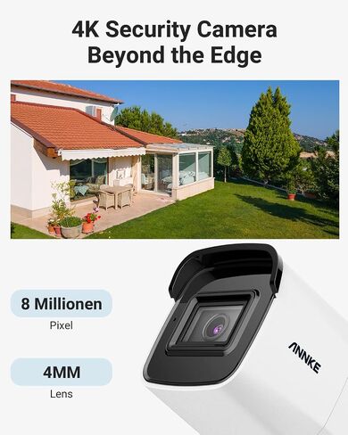 ANNKE 8MP UltraHD Outdoor Security IP Bullet PoE Camera, 4K PoE Cam with AI Human/Vehicle Detection, 4.0mm Lens, 100 FT EXIR 2.0 Night Vision, IP67 Weatherproof, Built-in Mic & SD Card Slot-White in Kuwait