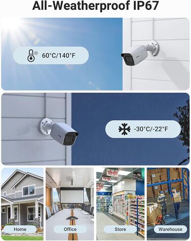 ANNKE 8MP UltraHD Outdoor Security IP Bullet PoE Camera, 4K PoE Cam with AI Human/Vehicle Detection, 4.0mm Lens, 100 FT EXIR 2.0 Night Vision, IP67 Weatherproof, Built-in Mic & SD Card Slot-White in Kuwait