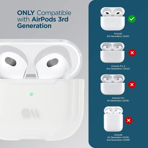 حافظة Case-Mate Airpods الجيل الثالث مع حلقة سلسلة مفاتيح [متوافقة مع الشحن اللاسلكي] - حافظة فقاعات الصابون لأجهزة Apple Airpods الجيل الثالث [مصباح LED أمامي مرئي] - حافظة AirPods 3 مضادة للخدش والصدمات in Saudi Arabia