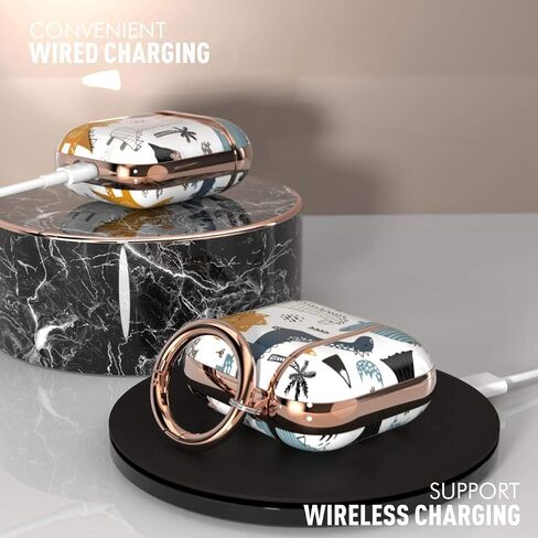 wenew case for Airpods Pro 2 Case, Flower Airpod Pro Slim Hard Case Cover with Carabiner for Women Girls (Golden Purple) in Saudi Arabia