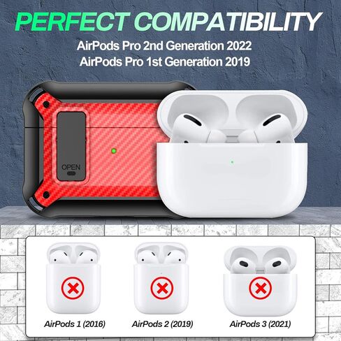 حافظة Wustentre لأجهزة Airpods Pro الجيل الثاني مع غطاء قفل، حافظة Airpod Pro 2 متينة مع سلسلة مفاتيح للرجال والنساء، حافظة واقية عسكرية لأجهزة Airpods Pro وAirPods Pro 2 Gen in Kuwait