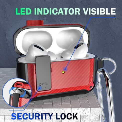 حافظة Wustentre لأجهزة Airpods Pro الجيل الثاني مع غطاء قفل، حافظة Airpod Pro 2 متينة مع سلسلة مفاتيح للرجال والنساء، حافظة واقية عسكرية لأجهزة Airpods Pro وAirPods Pro 2 Gen in Kuwait