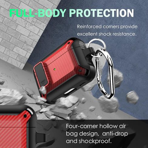 حافظة Wustentre لأجهزة Airpods Pro الجيل الثاني مع غطاء قفل، حافظة Airpod Pro 2 متينة مع سلسلة مفاتيح للرجال والنساء، حافظة واقية عسكرية لأجهزة Airpods Pro وAirPods Pro 2 Gen in Kuwait