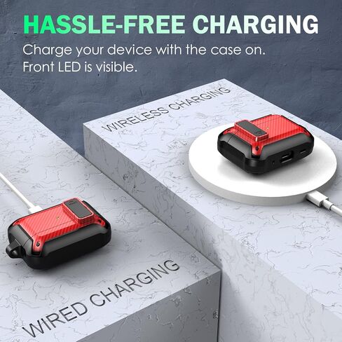 حافظة Wustentre لأجهزة Airpods Pro الجيل الثاني مع غطاء قفل، حافظة Airpod Pro 2 متينة مع سلسلة مفاتيح للرجال والنساء، حافظة واقية عسكرية لأجهزة Airpods Pro وAirPods Pro 2 Gen in Kuwait