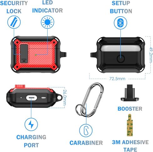 حافظة Wustentre لأجهزة Airpods Pro الجيل الثاني مع غطاء قفل، حافظة Airpod Pro 2 متينة مع سلسلة مفاتيح للرجال والنساء، حافظة واقية عسكرية لأجهزة Airpods Pro وAirPods Pro 2 Gen in Kuwait