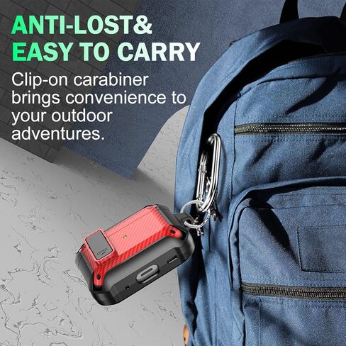 حافظة Wustentre لأجهزة Airpods Pro الجيل الثاني مع غطاء قفل، حافظة Airpod Pro 2 متينة مع سلسلة مفاتيح للرجال والنساء، حافظة واقية عسكرية لأجهزة Airpods Pro وAirPods Pro 2 Gen in Kuwait