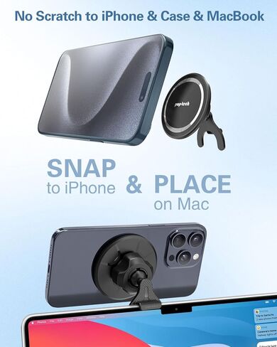 حامل كاميرا متواصل من pop-tech لشاشة الكمبيوتر المحمول MacBook Air Pro: حامل كاميرا ويب مغناطيسي للهاتف Magsafe iPhone 15 14 13 12 وحافظة Mag-Safe - حامل عرض مكتبي لنظام التشغيل iOS 16 Mac Notebook OS Ventura in Kuwait