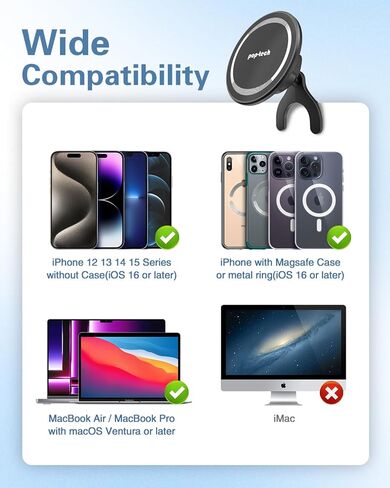 حامل كاميرا متواصل من pop-tech لشاشة الكمبيوتر المحمول MacBook Air Pro: حامل كاميرا ويب مغناطيسي للهاتف Magsafe iPhone 15 14 13 12 وحافظة Mag-Safe - حامل عرض مكتبي لنظام التشغيل iOS 16 Mac Notebook OS Ventura in Kuwait