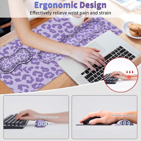 Keyboard Wrist Rest + Large Gaming Mouse Pad + Mouse Wrist Rest Support Set, Desk Pad with Stitched Edges (35.4 x 15.7 in), Non-Slip Ergonomic Memory Foam Keyboard Pad Set, Pink Stay Positive in Kuwait
