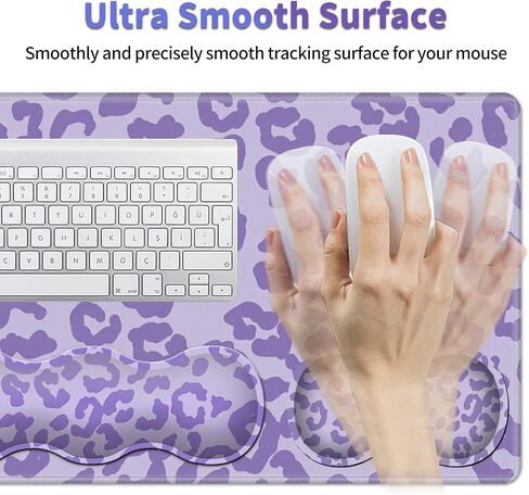 Keyboard Wrist Rest + Large Gaming Mouse Pad + Mouse Wrist Rest Support Set, Desk Pad with Stitched Edges (35.4 x 15.7 in), Non-Slip Ergonomic Memory Foam Keyboard Pad Set, Pink Stay Positive in Kuwait