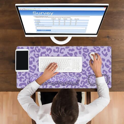 Keyboard Wrist Rest + Large Gaming Mouse Pad + Mouse Wrist Rest Support Set, Desk Pad with Stitched Edges (35.4 x 15.7 in), Non-Slip Ergonomic Memory Foam Keyboard Pad Set, Pink Stay Positive in Kuwait