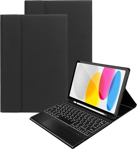 حافظة لوحة مفاتيح بلوتوث للحماية من SaharaCase مع لوحة ماوس لجهاز Apple iPad مقاس 10.9 بوصة (الجيل العاشر 2022) [ممتص للصدمات] مسند مدمج للحماية القوية ومضاد للانزلاق - أسود in Saudi Arabia