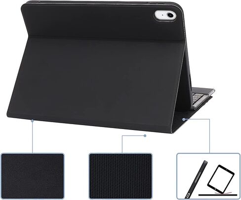 حافظة لوحة مفاتيح بلوتوث للحماية من SaharaCase مع لوحة ماوس لجهاز Apple iPad مقاس 10.9 بوصة (الجيل العاشر 2022) [ممتص للصدمات] مسند مدمج للحماية القوية ومضاد للانزلاق - أسود in Saudi Arabia