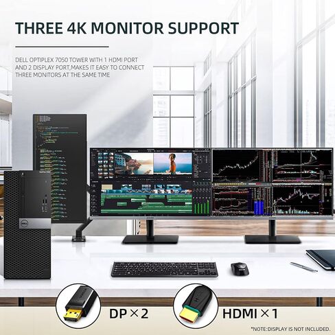 كمبيوتر Dell OptiPlex 7060 Tower كمبيوتر مكتبي Windows 11، i7-8700 3.2 جيجا هرتز، 32 جيجا DDR4 رام 512 جيجا SSD M.2 NVMe SSD، Intel AX210 مدمج WiFi 6e Bluetooth 5.3، سطح مكتب مجدد، HDMI، DVD-RW (متجدد) in Saudi Arabia