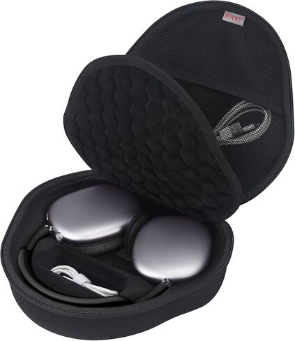 BOVKE Hard Carrying Case with Sleep Mode for Apple AirPods Max Wireless Over-Ear Headphones, AirPods Max Protective Portable Storage Bag with Mesh Pocket for Headphone Accessories, Black in Saudi Arabia