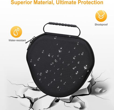 BOVKE Hard Carrying Case with Sleep Mode for Apple AirPods Max Wireless Over-Ear Headphones, AirPods Max Protective Portable Storage Bag with Mesh Pocket for Headphone Accessories, Black in Saudi Arabia
